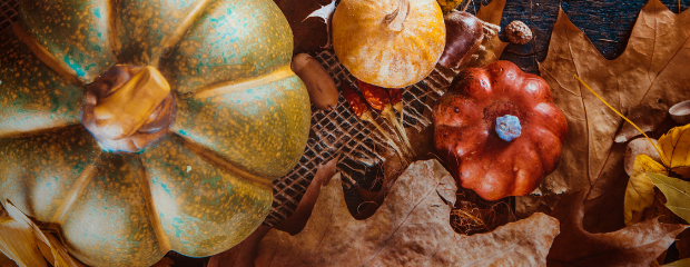 Green Orange Leaves Autumn Thanksgiving Facebook Post (620 x 240 px)