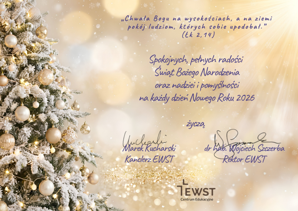 Kartka świąteczna z życzeniami i choinką